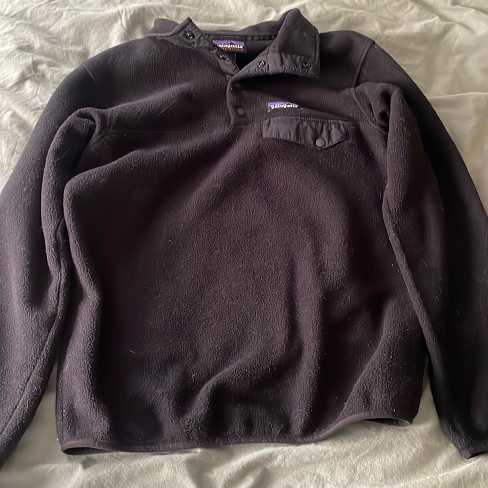 Black Patagonia Women's Lightweight Synchilla® Snap-T® Fleece Pullover size XS